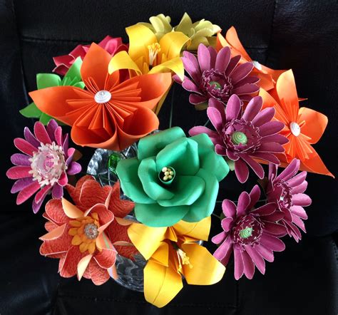 Bright And Beautiful Handmade Paper Flower Bouquet Lotus Blossom