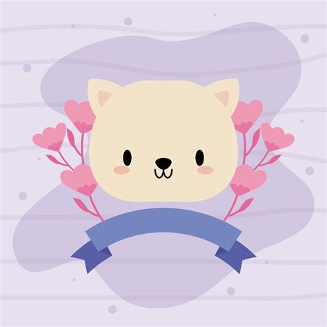 Cute Kawaii Baby Cat With Florals 1939627 Vector Art At Vecteezy