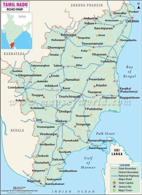 Karnataka has a total area of 191 791. Tamil Nadu Road Map