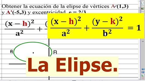 Ecuación De La Elipse De Vértices A 13 Y A 53 Y Excentricidad E