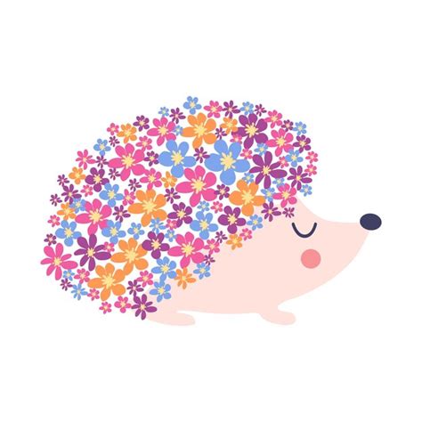 Premium Vector Floral Hedgehog With Flowers And Cute Hedgehogs On A