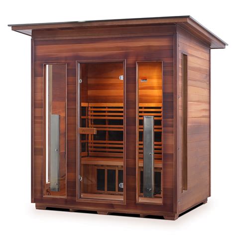 Four Person Outdoor Infrared Sauna Rustic Series Enlighten Saunas