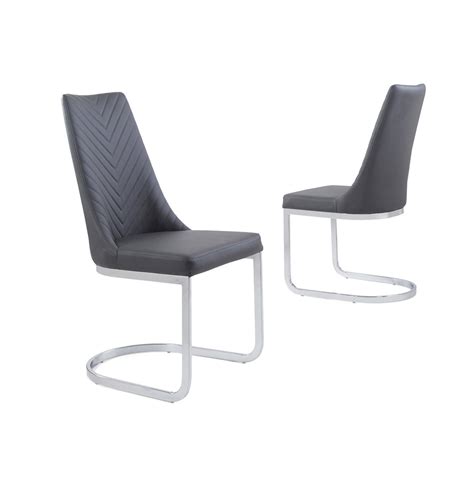 Grey Faux Leather Dining Chair with Curved Leg - Homegenies