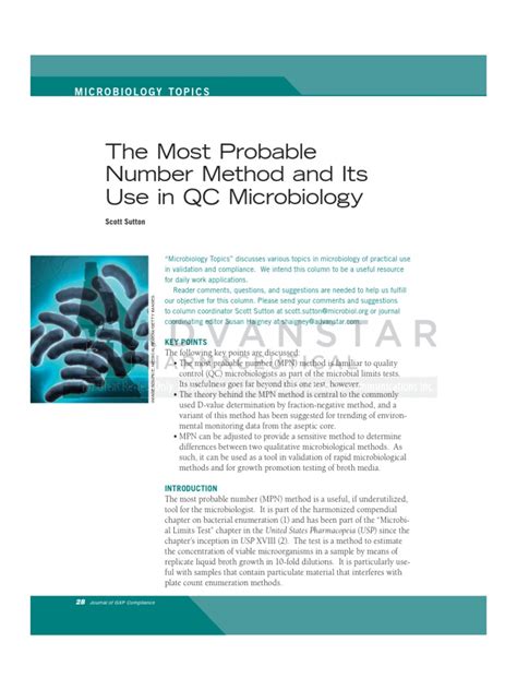 Jgxp V14n4 Most Probable Number Method Use In Qc Microbiology Pdf