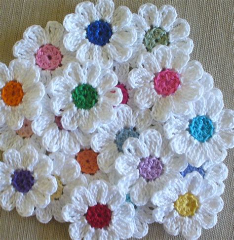 Handmade Small Crochet Flowers Appliques Set By Irenestitches