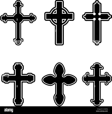 Conjunto De Ilustraciones De Cruces Religiosas Cristianas Elemento De