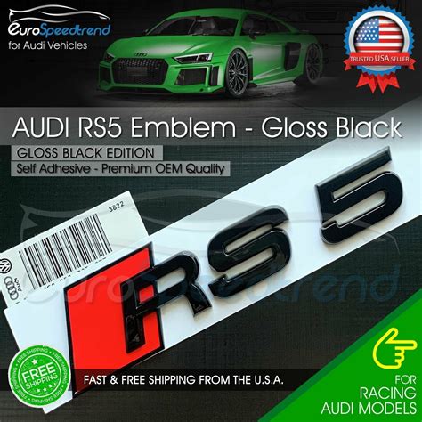 Audi Rs5 Gloss Black Emblem 3d Badge Rear Trunk Tailgate For Etsy