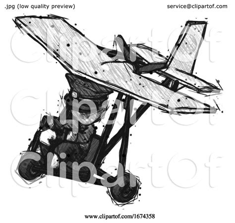 Sketch Police Man In Ultralight Aircraft Top Side View By Leo