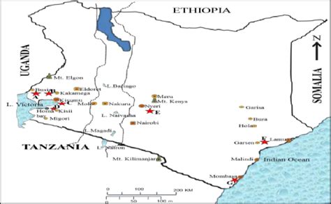 Map Of Kenya Showing Areas Where Samples Were Collected A Busia