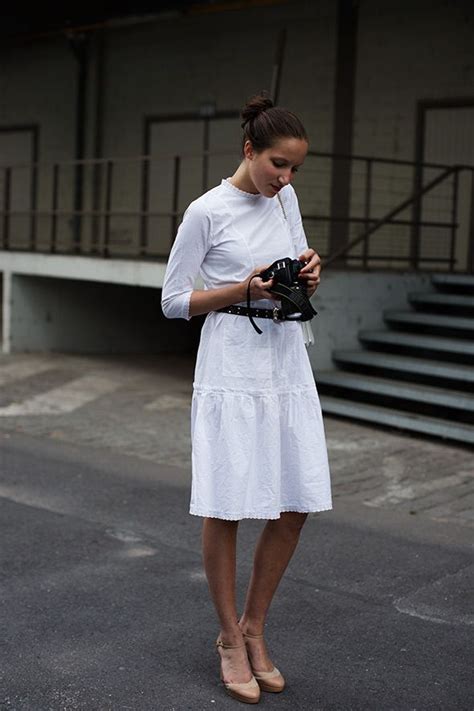 White Dress Fashion Street Style Sartorialist