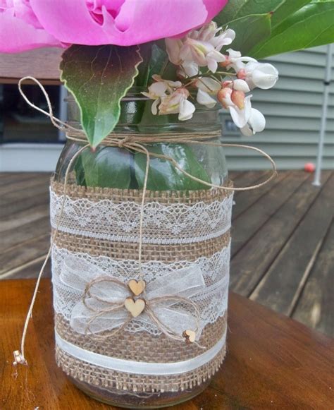 10 Burlap Mason Jar Sleeves Diy Wedding Decorations Rustic Wedding