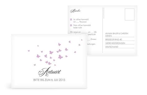 Klassische mustertexte für eure einladungskarten wir haben heute eine kleine auswahl an klassischen einladungstexten für eure hochzeit zusammengestellt. Antwortkarte "Butterflies"