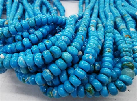 Dark Blue Turquoise Beads 8x5mm Turquoise Gemstone Ethnic Etsy
