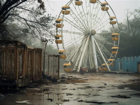 Premium Ai Image Nighttime Abandoned Amusement Park With Sanatorium