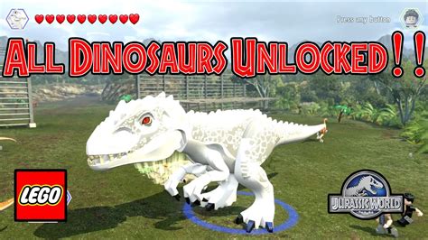 Lego Jurassic World All Dinosaurs Unlocked With Gameplay Youtube