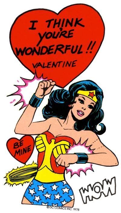 Wonder Woman Valentines Day Card Comic Valentine Superman Wonder