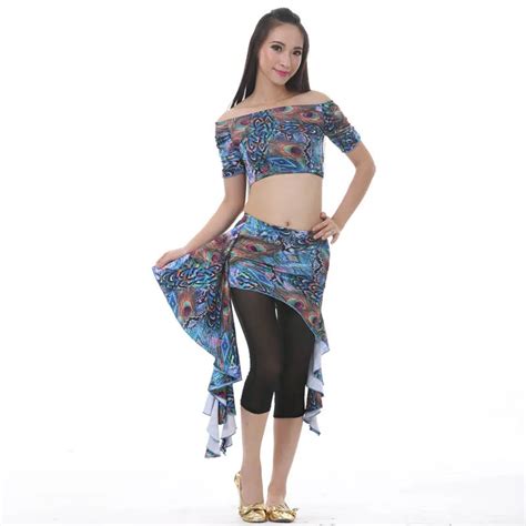 6 Colors New Fashion Women Dance Clothig Peacock Pattern Skirts Belly