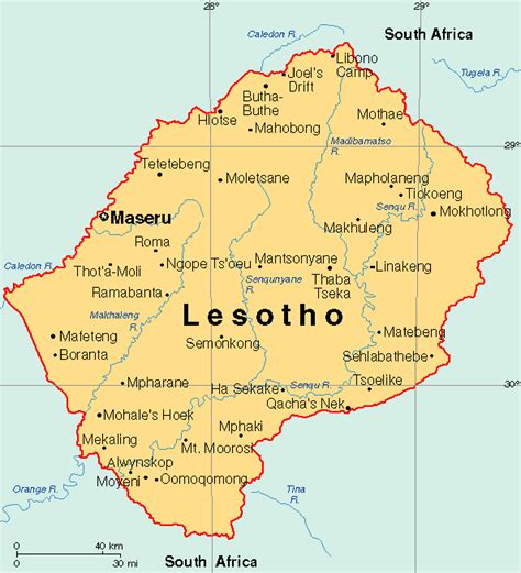 The africa country of lesotho has ten districts; Landlocked state