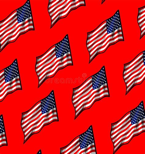 American Flag Pattern On Blue Stock Vector Illustration Of Line