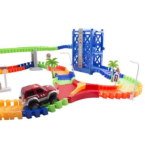 Race Car Track Set Toy Educational Twisted Flexible Building Tracks 240