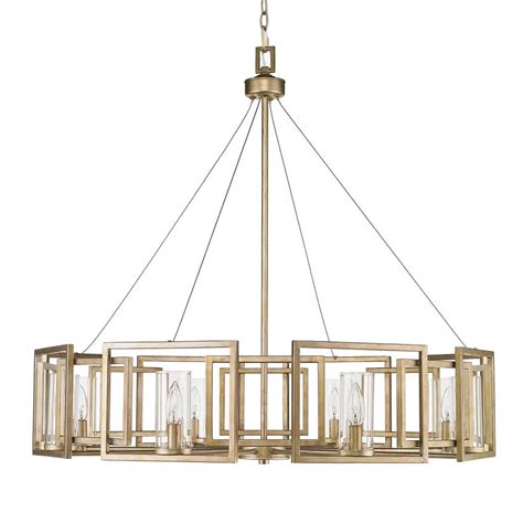 Golden Lighting Marco 8 Light White Gold Chandelier With Clear Glass