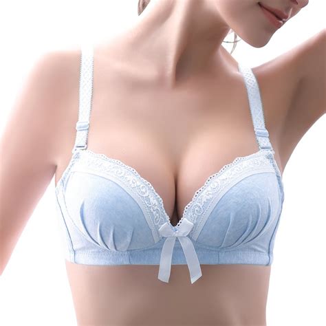 Women Wire Free Underwear Lace Side B Cup Thin Mold Cup Bra Fashion Small Chest Gathered