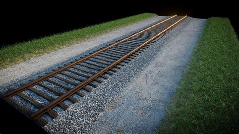 3d Model Tileable Photo Realistic Railroad Tracks Vr Ar Low Poly