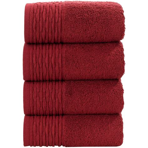 Hygge Bathroom Hand Towels 100 Cotton 4 Pack Claret Red Towels