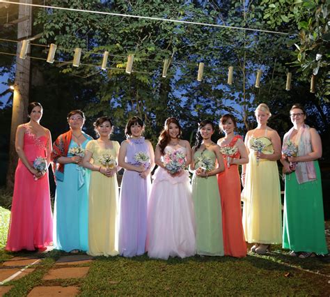 Rainbow Colors Bridesmaid Dresses Alstroemeria