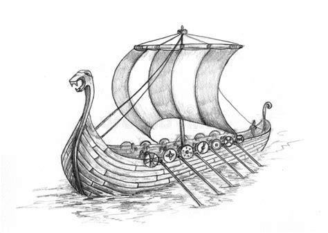 Handcrafted boat and ship models. Viking ship 1 stock illustration. Illustration of ocean ...