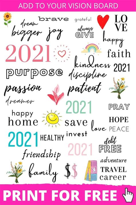 44 Beautiful And Inspiring Vision Board Printables For 2023 Free Free