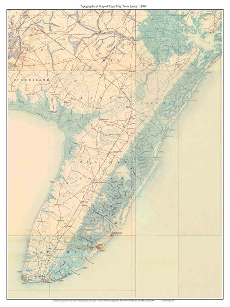 New Jersey Coast 1890 Usgs Old Topographic Map Cape May Area Etsy