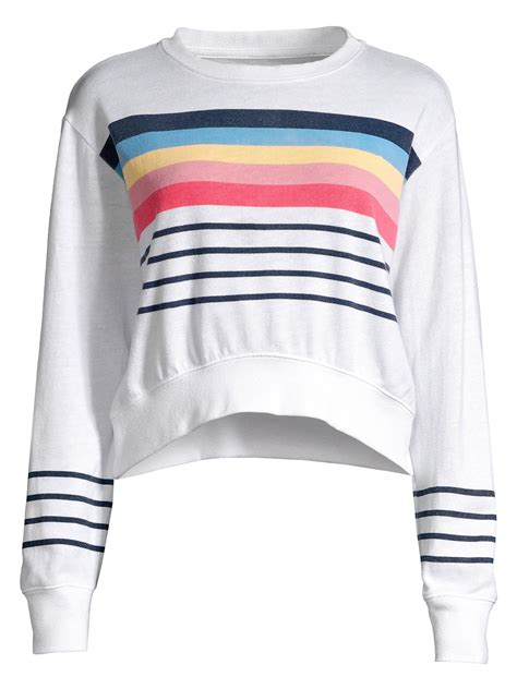Sundry Rainbow Striped Cropped Sweatshirt In White Lyst