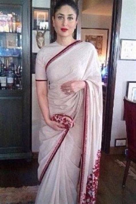 Siya Fashion Kareena Kapoor White Color Heavy Georgette Party Wear Saree Utsav Fashion Saree