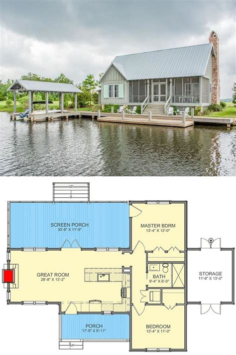 The Floor Plan For This Lake House Is Very Large And Has Two Levels To