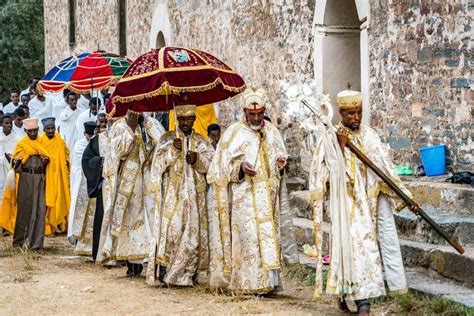 Ethiopian Orthodox Priests In A Lenten Procession In Axum Ethiopia