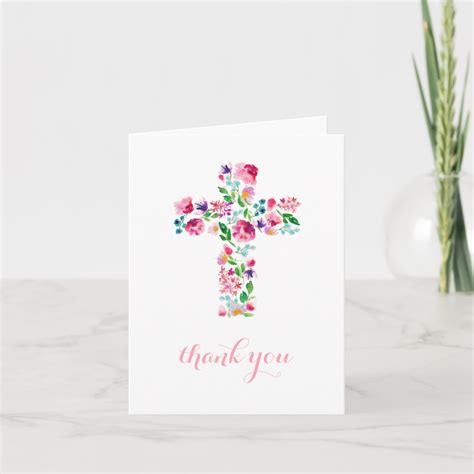 Floral Religious Thank You Note Folding Card Zazzle