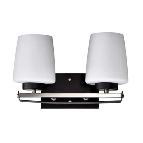 Edvivi 1375 In 2 Light Black And Brushed Nickel Finish Vanity Light With Etched White Glass