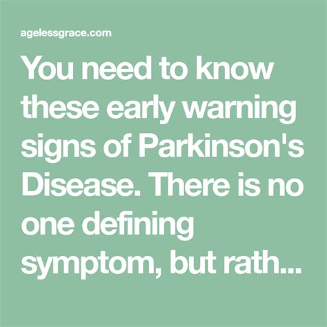 12 Early Warning Signs Of Parkinsons Disease Ageless Grace