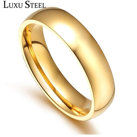 Promotion Stainless Steel Gold Plated Ring Wedding Lover Rings For Men Or Women Anniversary Gift