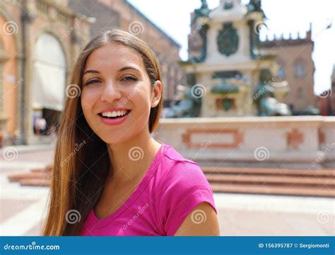 Portrait Of Beautiful Smiling Girl In Bologna City Italy Stock Image Image Of Latin Girl