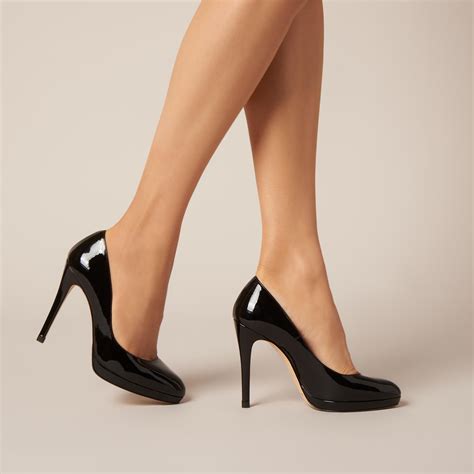 New Sledge Black Patent Heel Shoes Collections L K Bennett