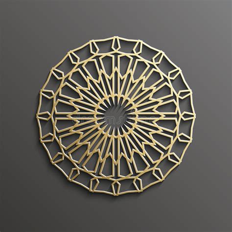 Islamic 3d Gold On Dark Mandala Round Ornament Background Architectural