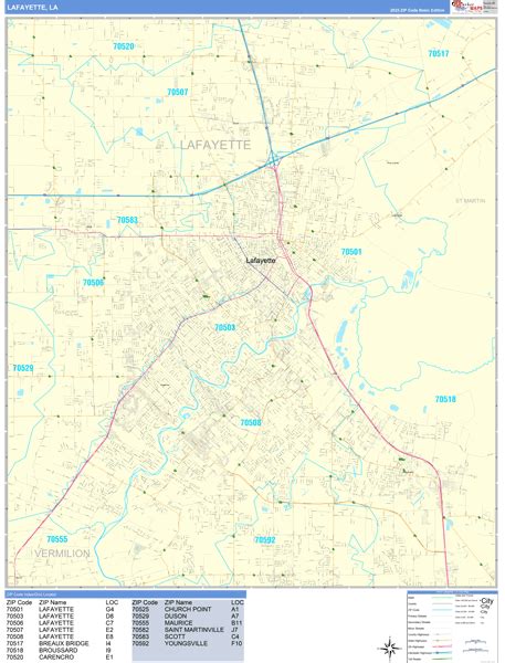Lafayette Louisiana Wall Map Basic Style By Marketmaps Mapsales