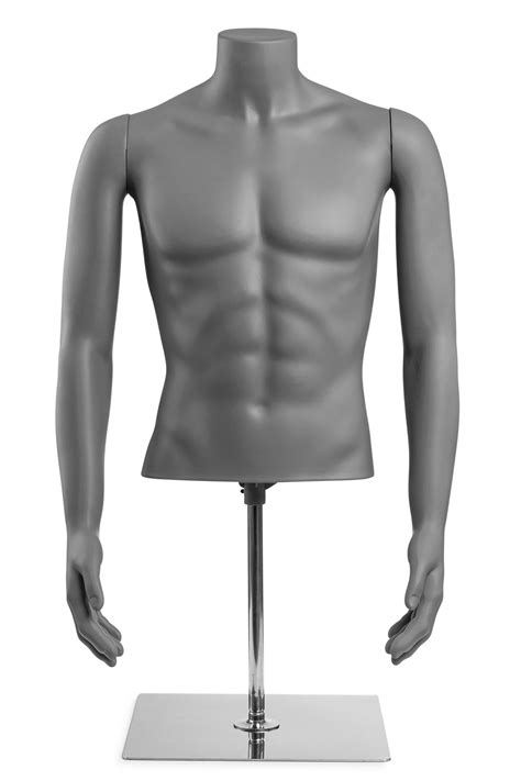 Male Headless Torso Mannequin With Removable Arms Grey Color The