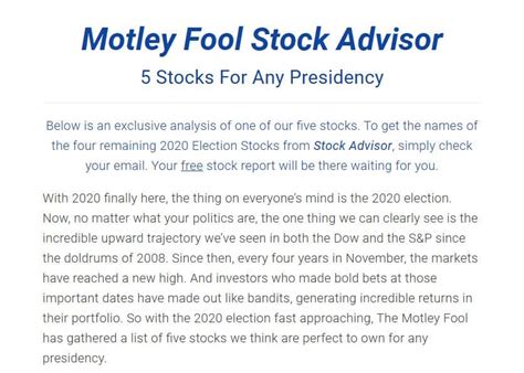 Motley Fool 5 Stocks For Any Presidency Review