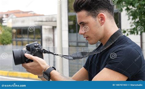 Handsome Young Male Photographer Taking Photograph Stock Image Image
