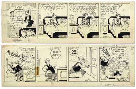 Lot Detail 2 Chic Young Hand Drawn Blondie Comic Strips From 1956