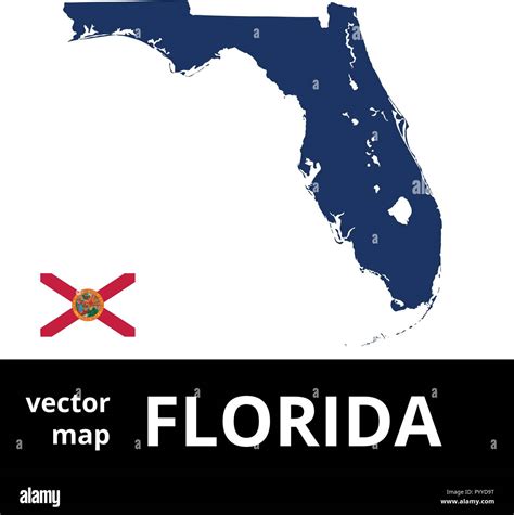 Florida Vector Map With State Flag Blue Map On White Background Stock