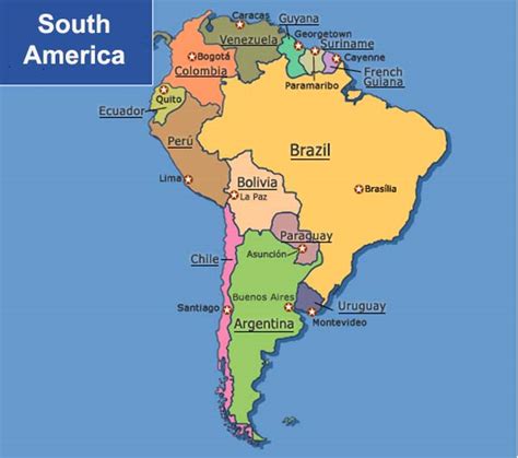 Maps Of South American Countries And Capitals Maps Of South American